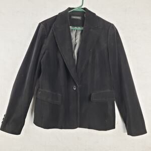 Valerie‎ Stevens 8 Black Velvet Single Button Blazer Office Professional Career